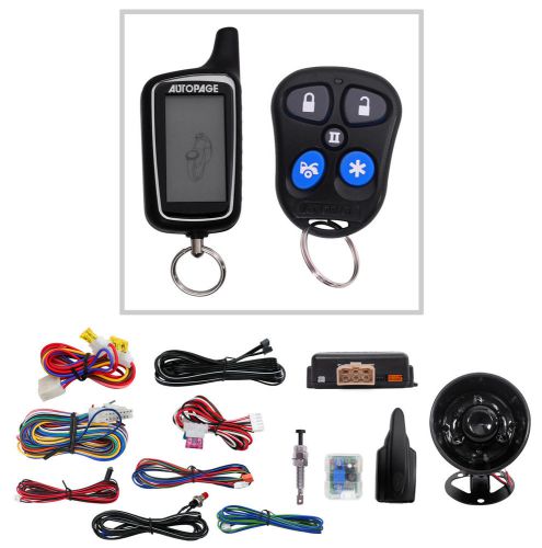 New autopage rs6652wa 2-way car alarm+remote start starter w/ lcd pager