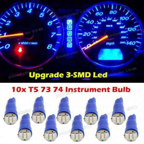 10x bright blue t5 73 74 3-smd instrument gauge dash led light bulbs
