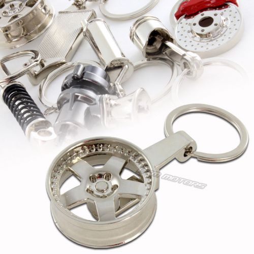 Jdm race mini 5-spoke rim wheel style keychain lanyard key ring keyfob key chain
