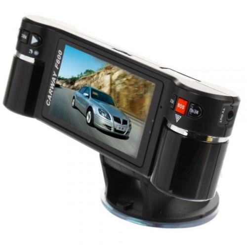 F600 2.7″ hd 1080p 8 led dual cameras wide angle car dvr recorder black