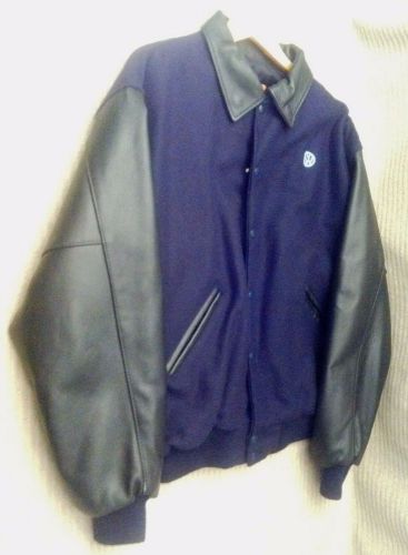 Volkswagen vw varsity jacket xxl leather black &amp; blue air cooled carol original