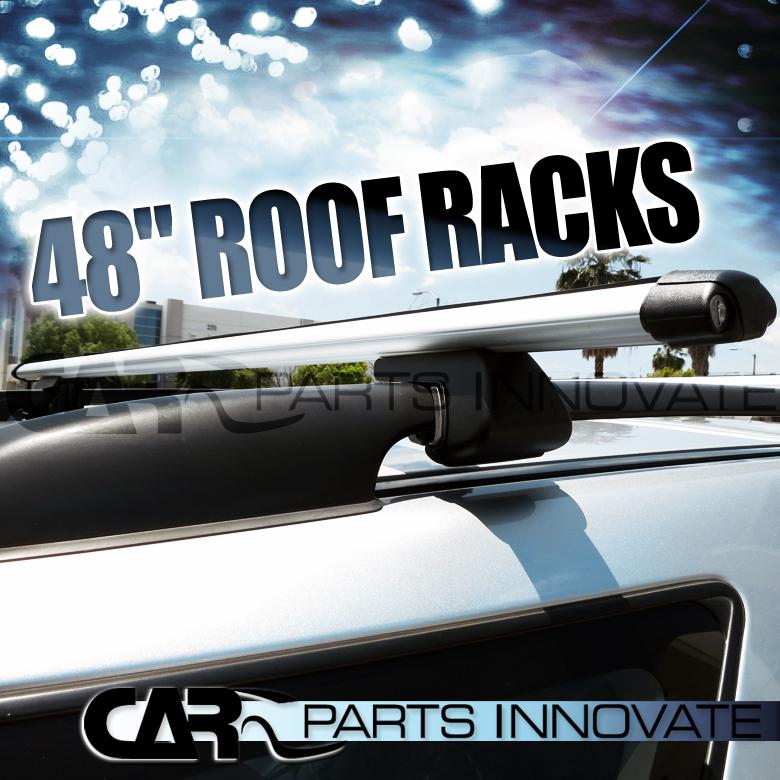 48" aluminum roof rail rack cross bars carrier silver w/ lock+key