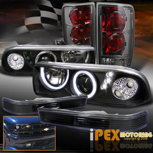 For chevy blazer black projector headlights + soft-smoked tail lights + signals