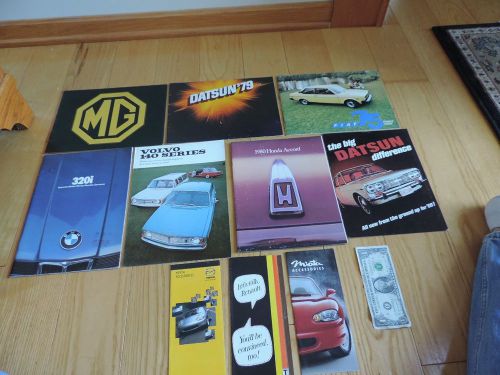 Old 1970s car dealership advertising brochures fiat mg miata datsun bmw honda +