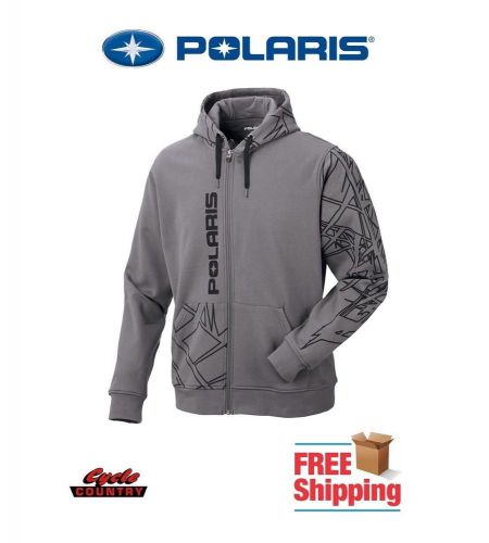 Polaris men&#039;s cracked hoodie zip fleece lined gray black rzr rmk indy ace new