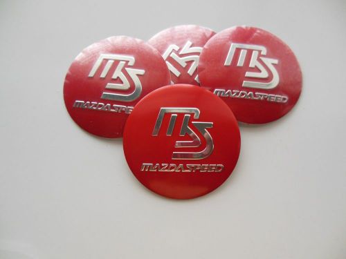 Mazda speed wheel center cap  emblems set 4 aluminum stickers decal 3d red