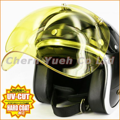 Bubble shield visor uv yellow lens for motorcycle helmet shoei bell biltwell ogk