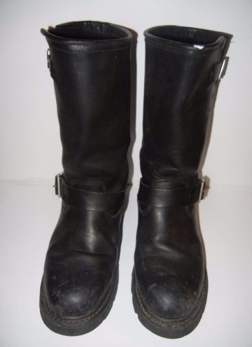 Mens x element black genuine leather zipper buckles motorcycle boots size 9.5 m