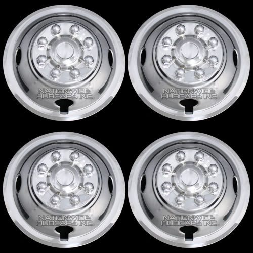 4 stainless steel 16&#034; motorhome rv trailer full wheel rim covers liner hub caps