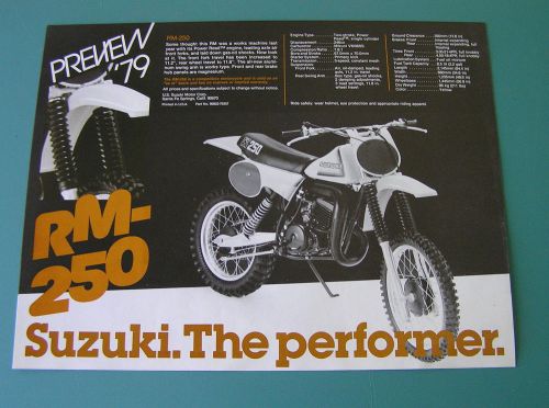 Suzuki motorcycle dealer sales preview brochures  rm250  rm400 1979 two sheets