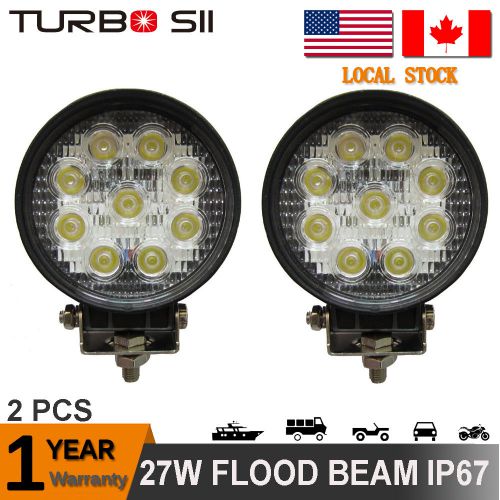 2x 27w round led work light driving fog flood lamp 4wd offroad jeep truck boat