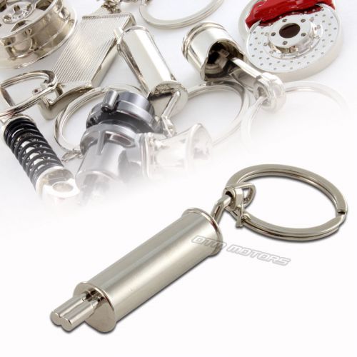 Jdm racing dual tip dtm muffler style keychain lanyard key ring keyfob key chain
