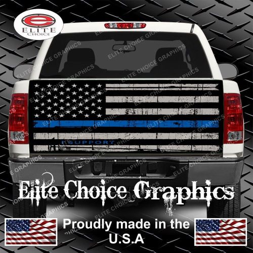 Thin blue line flag truck tailgate wrap vinyl graphic decal sticker wrap