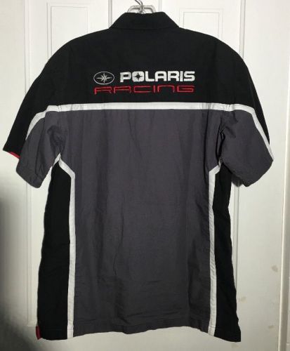 Polaris racing pit shirt large back logo short sleeve men&#039;s s nice embroidered