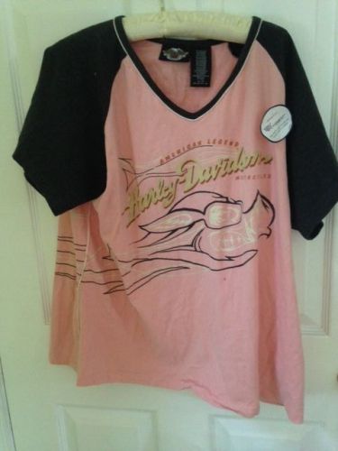 Harley davidson women&#039;s short sleeve pink and gray top size 1w