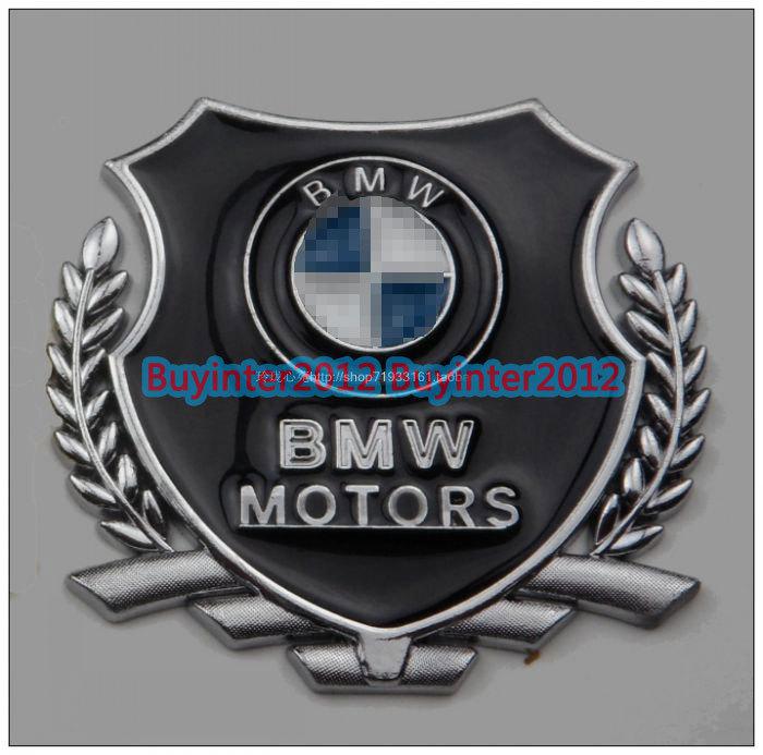 2 pc silver metal car marked auto emblem badge graphics decals sticker for "bmw"