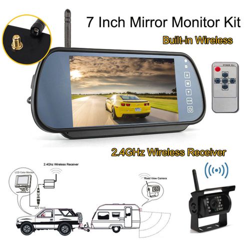 Wireless 7&#034; car monitor + truck bus 18 ir night vision reverse backup camera kit
