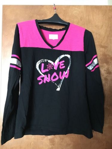 Diva&#039;s snowgear long sleeve baseball shirt - love snow size xl