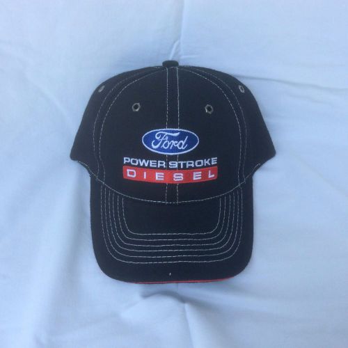 Ford powerstroke diesel black baseball cap with white stitching