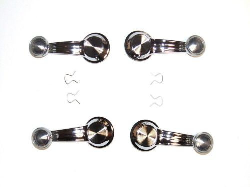 New metal chrome window cranks w/clear knobs &amp; clips 68-72 a body 68-69 f body