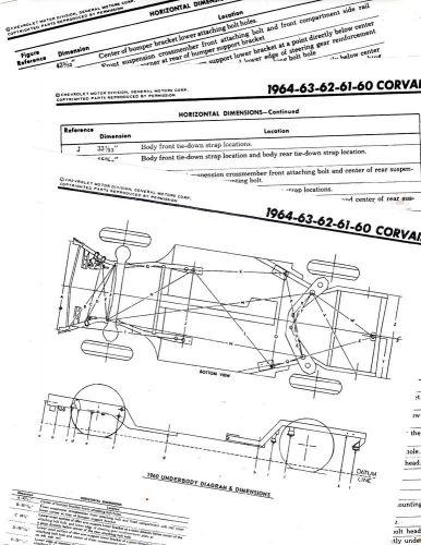 1960 1961 1962 1963 1964 corvair frame diagram chart with dimensions 6064bkm 2