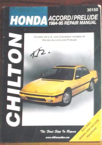 1984-1995 honda accord &amp; prelude chilton&#039;s repair tune up guide manual # 30150