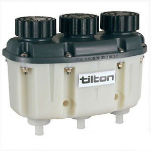 Tilton 72-576 three chamber plastic reservoir push-on fittings