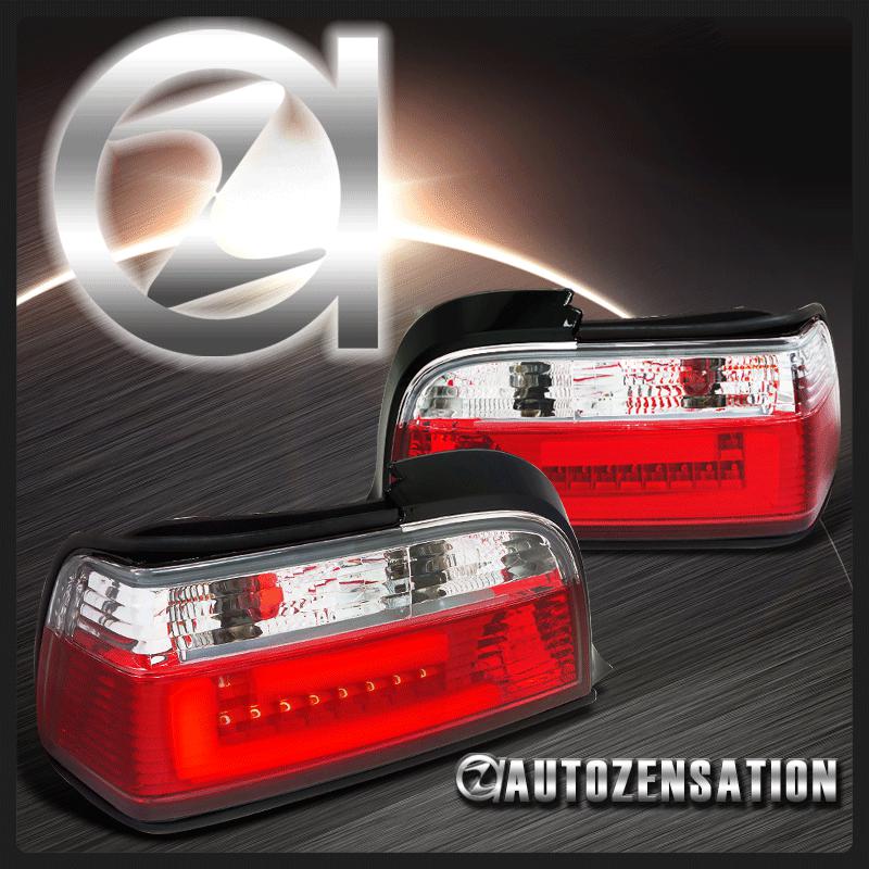 92-98 bmw e36 3-series 2dr red clear led light bar rear tail brake lights