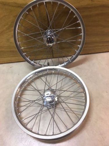 Dragster front 17&#034; ss wire spoke wheels for anglia spindles