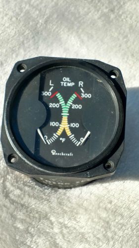 1966 aircraft beechcraft dual oil temperature gauge a70185 10   3&#034; diameter