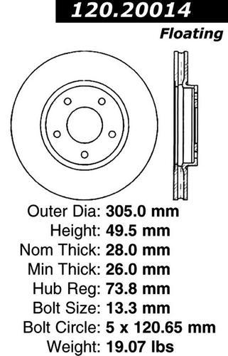 Centric 120.20014 front brake rotor/disc-premium rotor