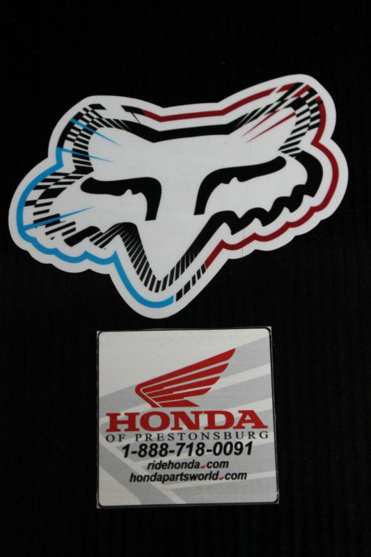 Fox racing sticker **new** "white/red"  (spiked fox head 4in) #14483-003-ns
