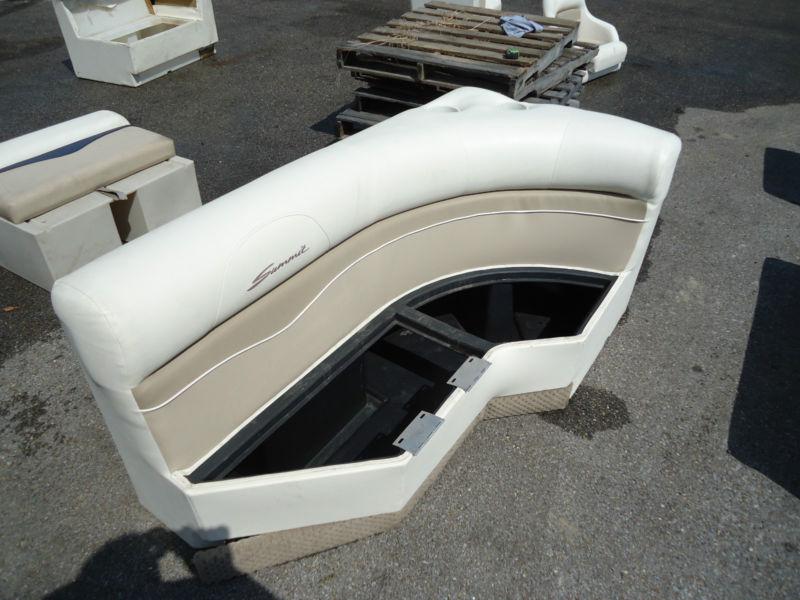 Pontoon corner couch left side beige & white 65'' furniture boat seats  a-3
