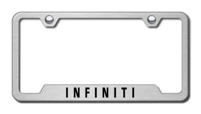 Infiniti laser etched brushed stainless cut-out license plate frame made in usa