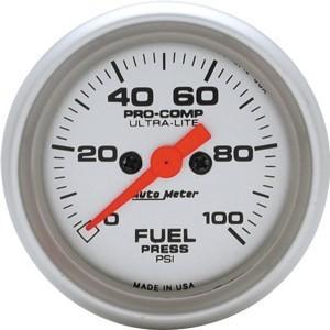 Autometer 2in. fuel press; 0-100 psi fse; w/o peak/valley