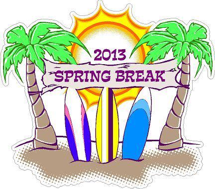 2013 spring break  * tropical beach * surf board  decal / sticker  ** new ***   