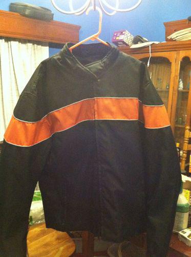 Mens 5x (fits like a 2x/3x) orange and black motorcycle jacket