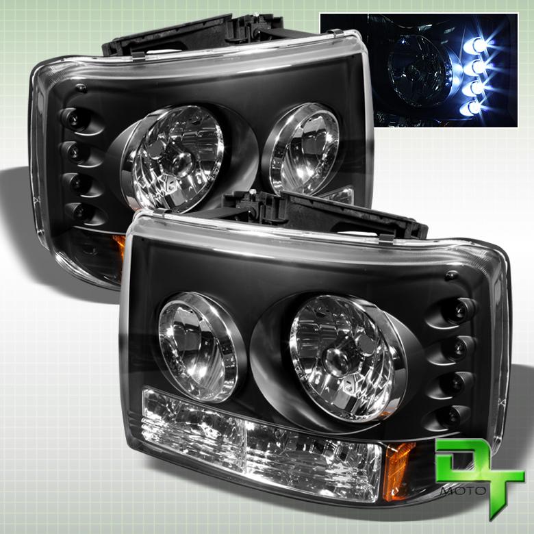 Black 99-06 silverado suburban tahoe (range rover style) 2in1 led headlights