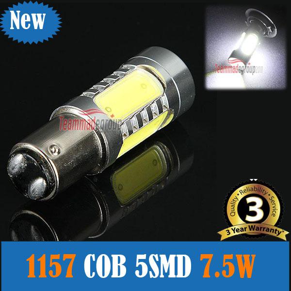 1157 cob 5-smd 7.5w led light backup car turn signal tail stop bulb 12v white