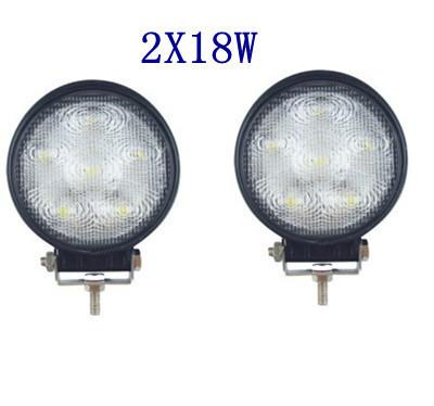 2x*18w watt round flood led work light lamp off&road atv boat jeep truck suv 4wd