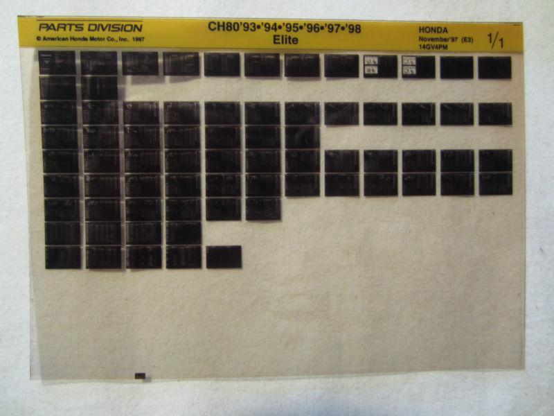 1993-1998 honda motorcycle ch80 elite microfiche parts catalog ch 80 97 96 95 94