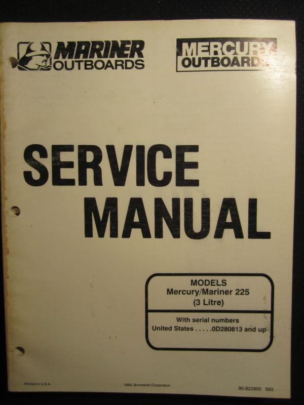Mercury mariner outboard service repair shop manual 225 3-litre 1993