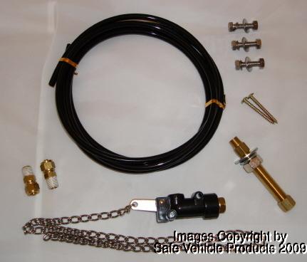 Air horn big rig pull valve, tubing, & fitting kit