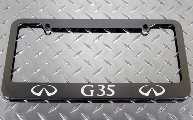 1 brand new infiniti g35 gunmetal license plate frame + screw caps