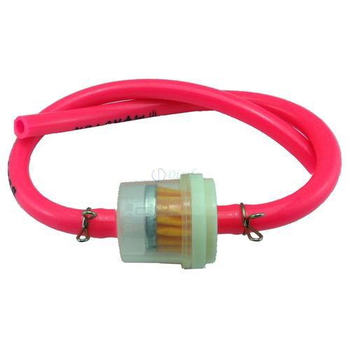 Motorcycle fuel/gas inline filter/cleaner+preinstalled pink hoses id:4.5mm
