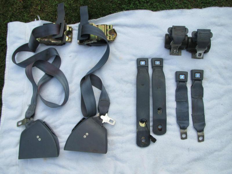 Complete set of blue seat belts for third gen camaros and firebirds trans ams