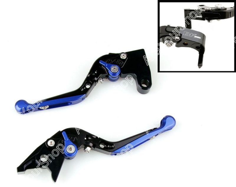 Adjustable folding extendable brake clutch levers suzuki b-king 08-11 blue