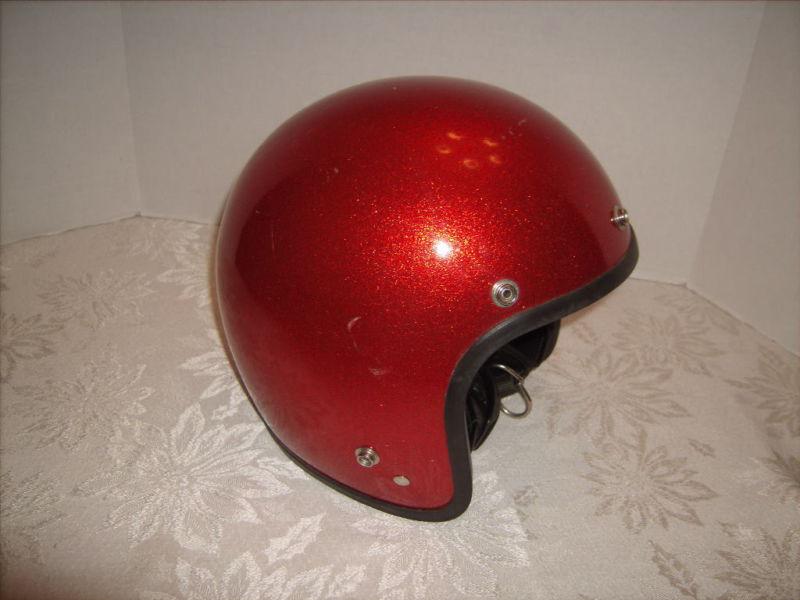 Vintage red metal flake helmet size small