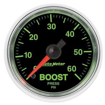 Autometer gs mechanical boost pressure gauge 2 1/16" dia black face 3805