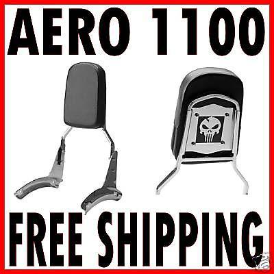 Volar chrome sissy bar sissybar & pad skull backrest fits: honda aero 1100